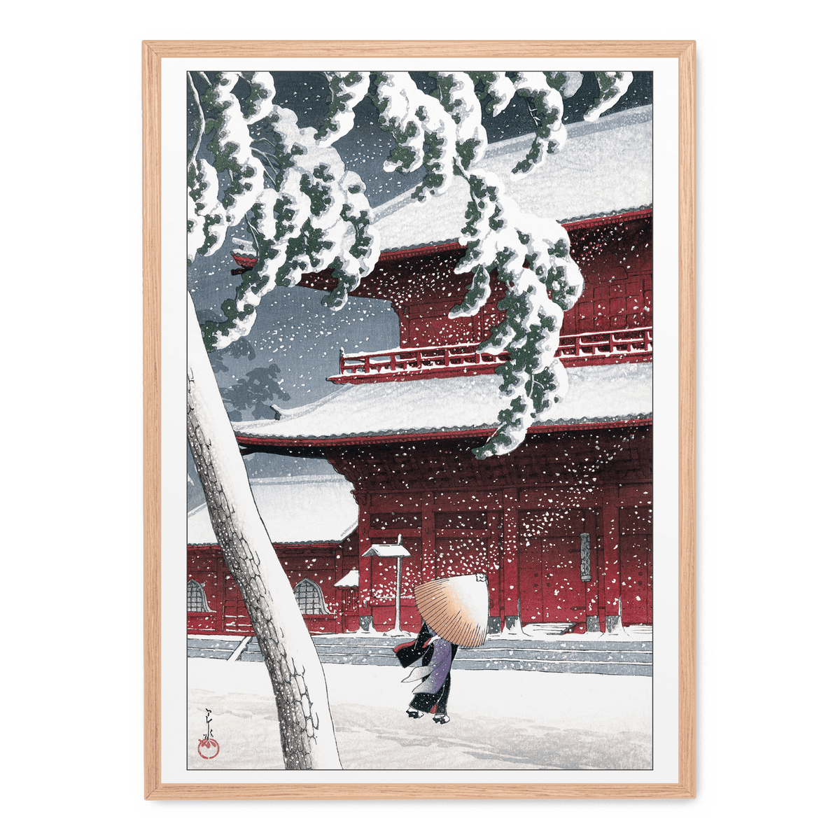 Japanese Print "Zojo Temple In Snow, Shiba" By Kawase Hasui
