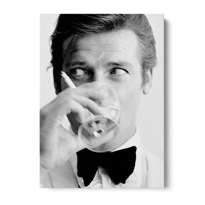 Roger Moore Drinking Canvas