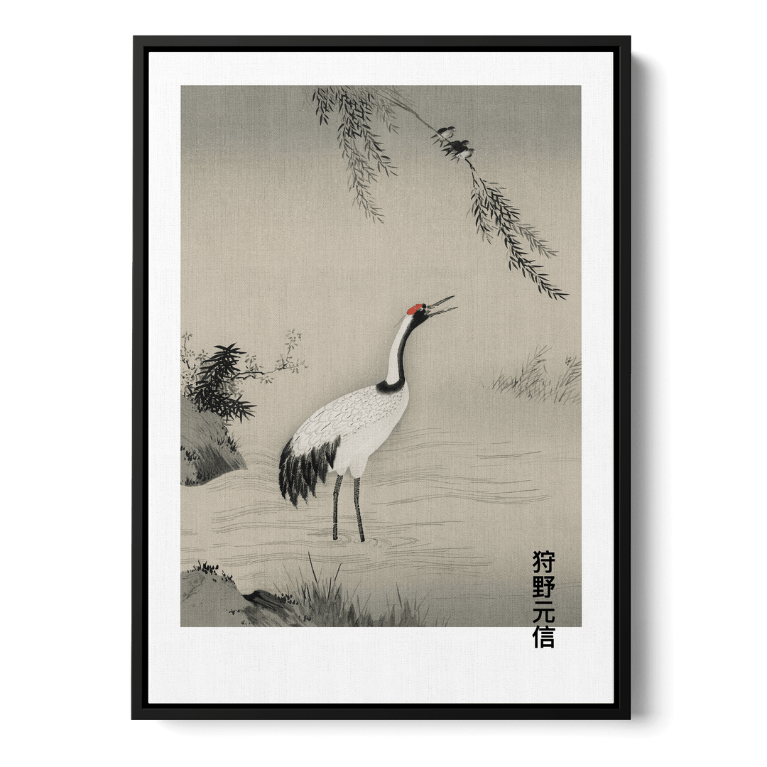 Japanese Crane In Water Canvas