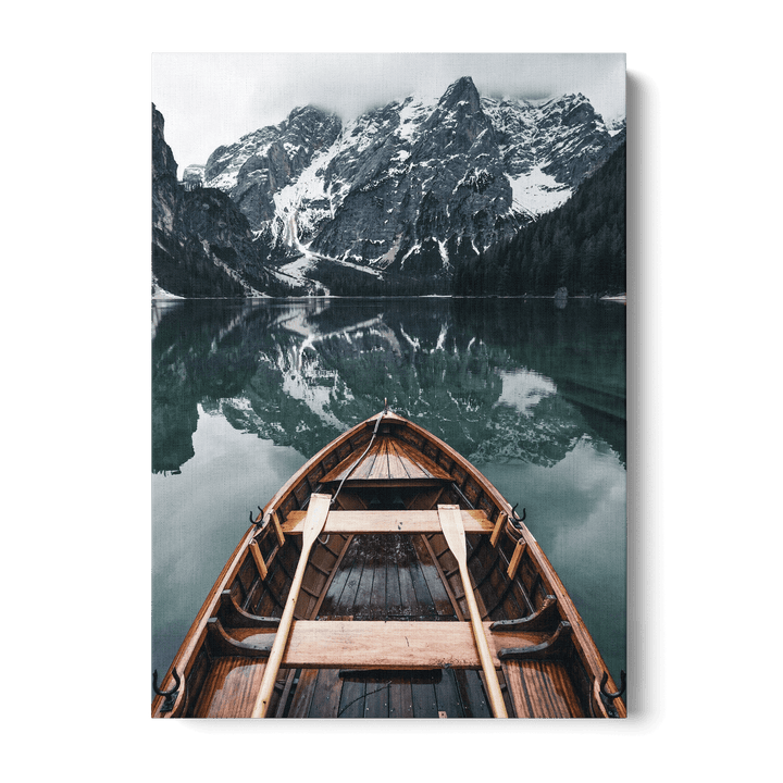 Boat In The Alpes Canvas