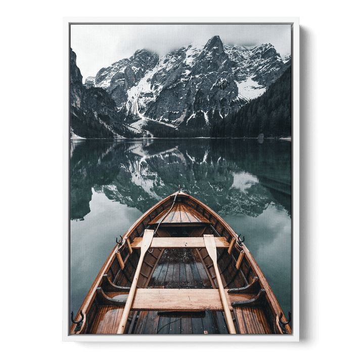 Boat In The Alpes Canvas