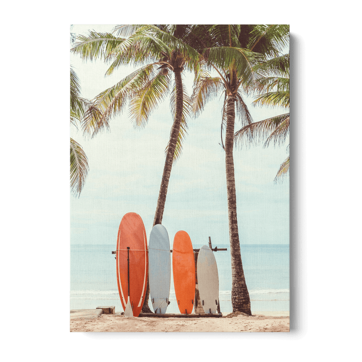 Surfboards On The Beach Canvas