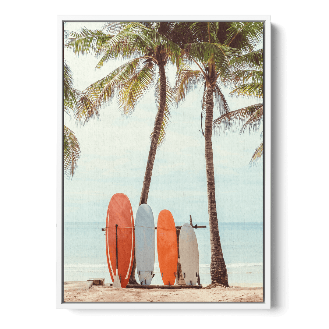 Surfboards On The Beach Canvas