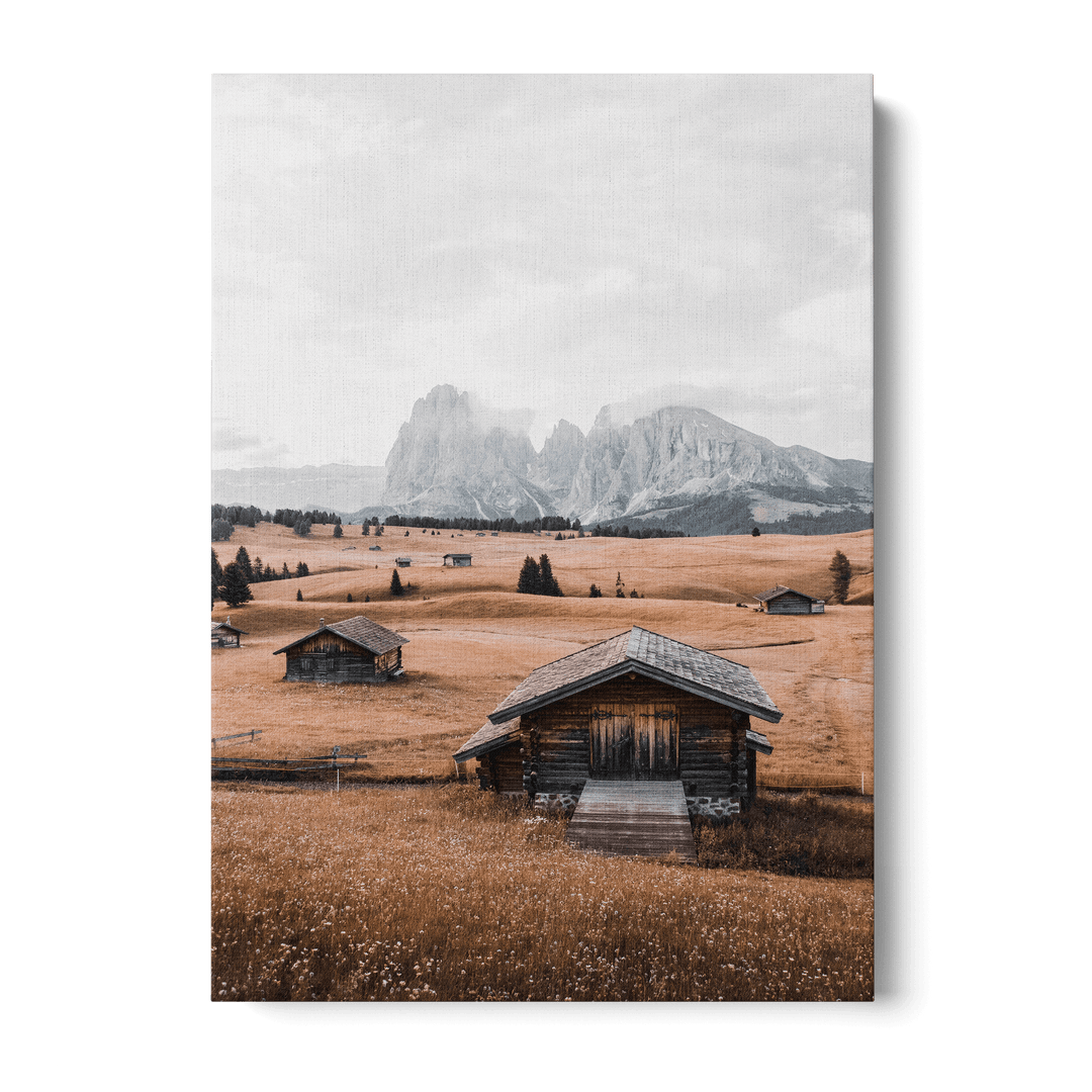 Wooden Houses In The Field Canvas