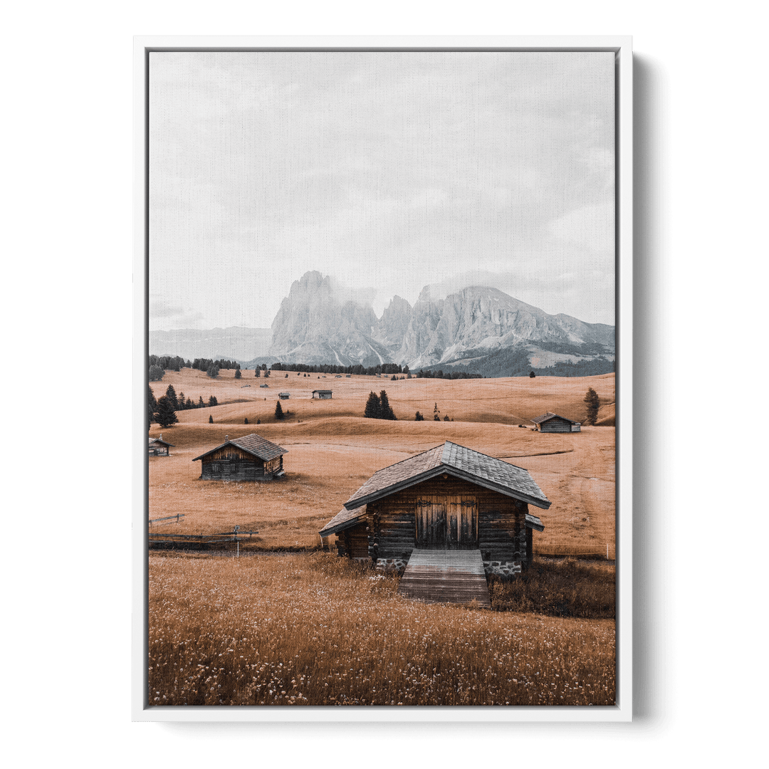 Wooden Houses In The Field Canvas