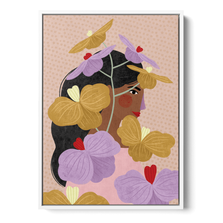 Hidden Behind Yellow Purple Flowers Canvas