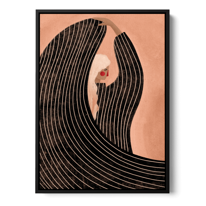 Woman With Black Dress Canvas