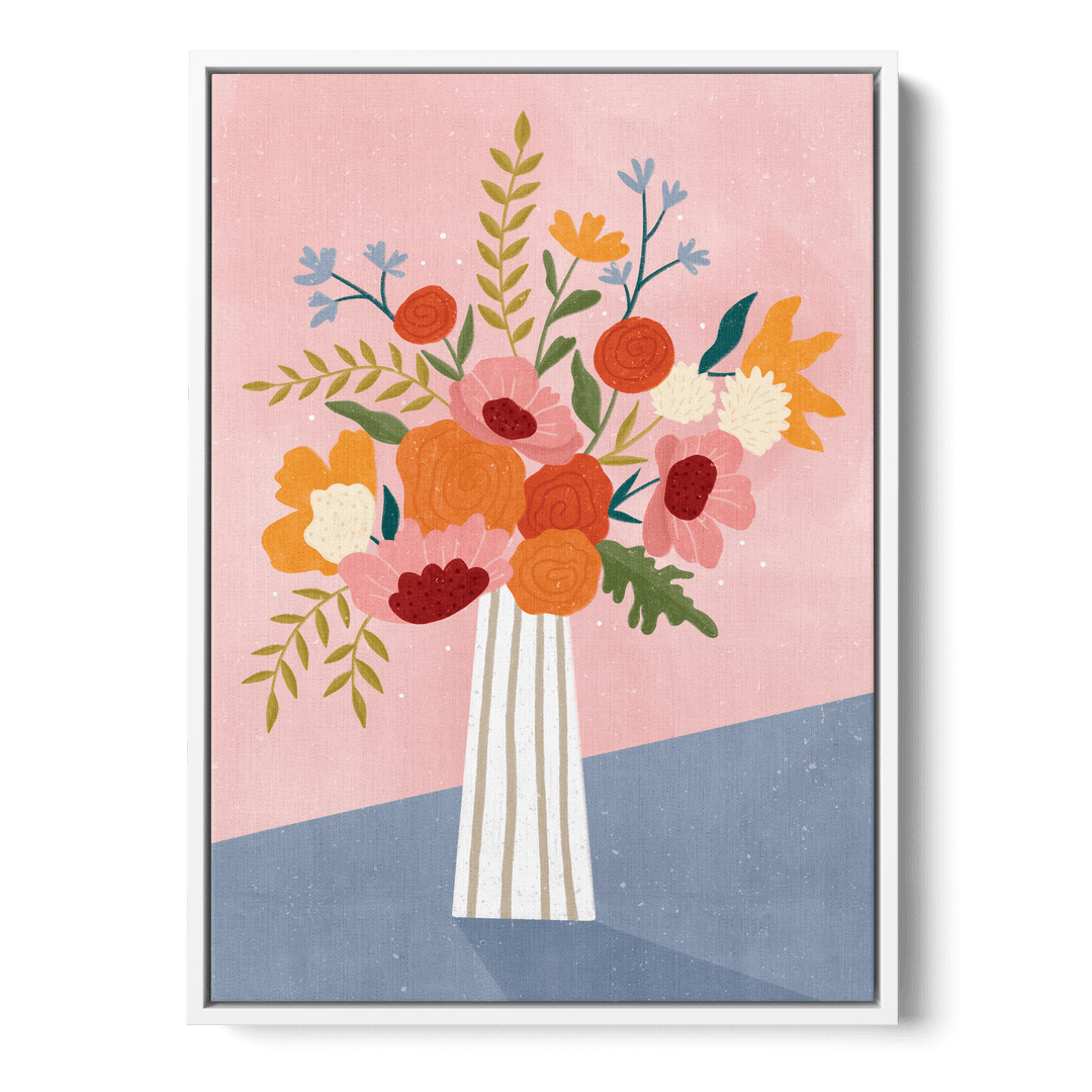 Line Vase With Flowers Canvas