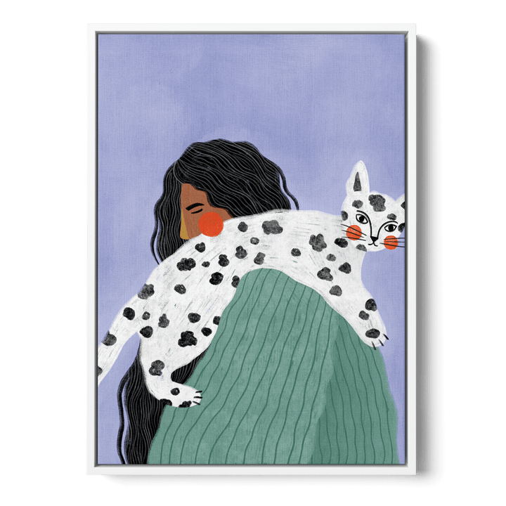 Woman With Cat Canvas
