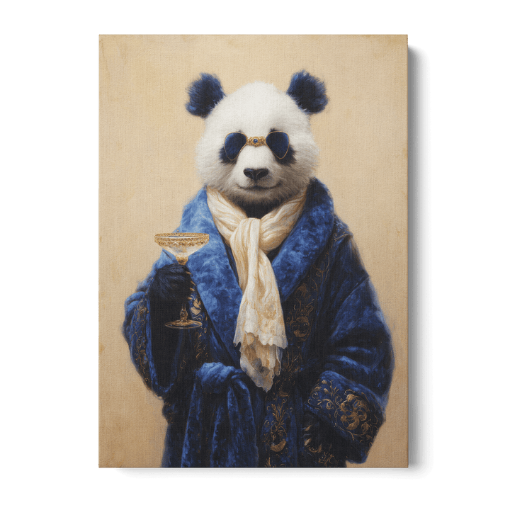 Panda In Blue Velvet Robe Canvas