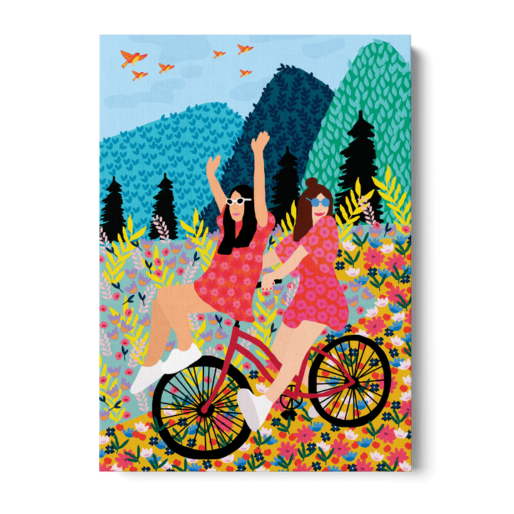 Friends On A Bike Canvas