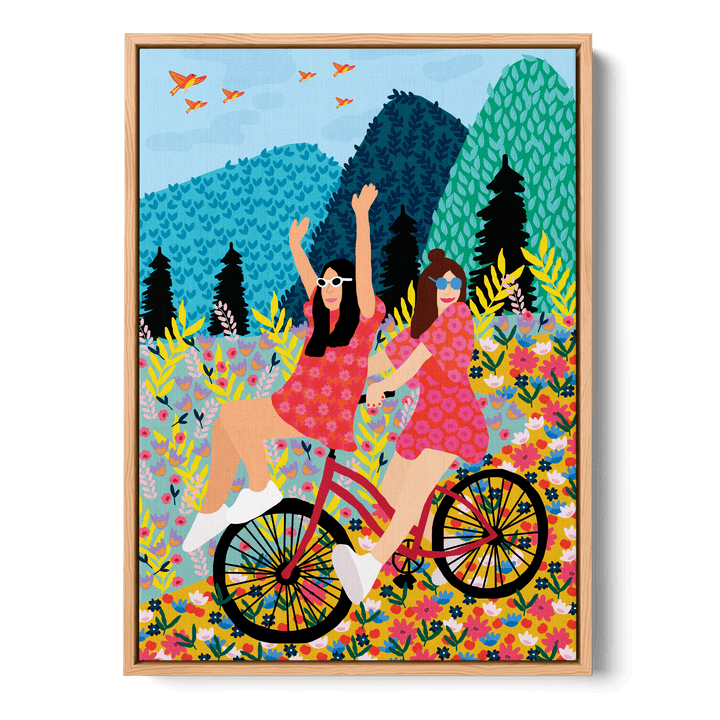 Friends On A Bike Canvas