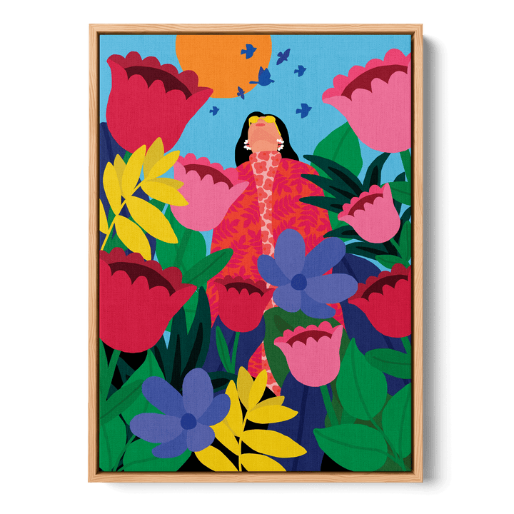 Woman In Flower Garden Canvas