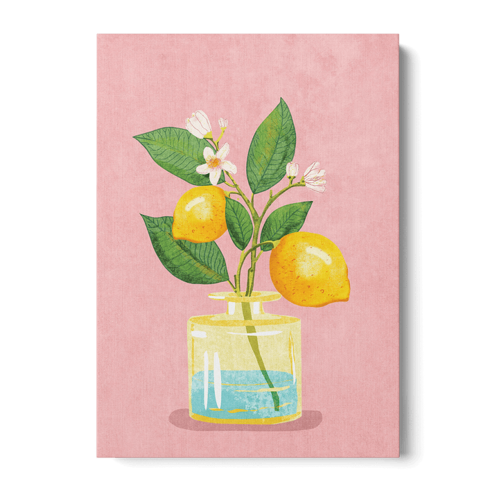 Lemon Bunch In Vase Canvas