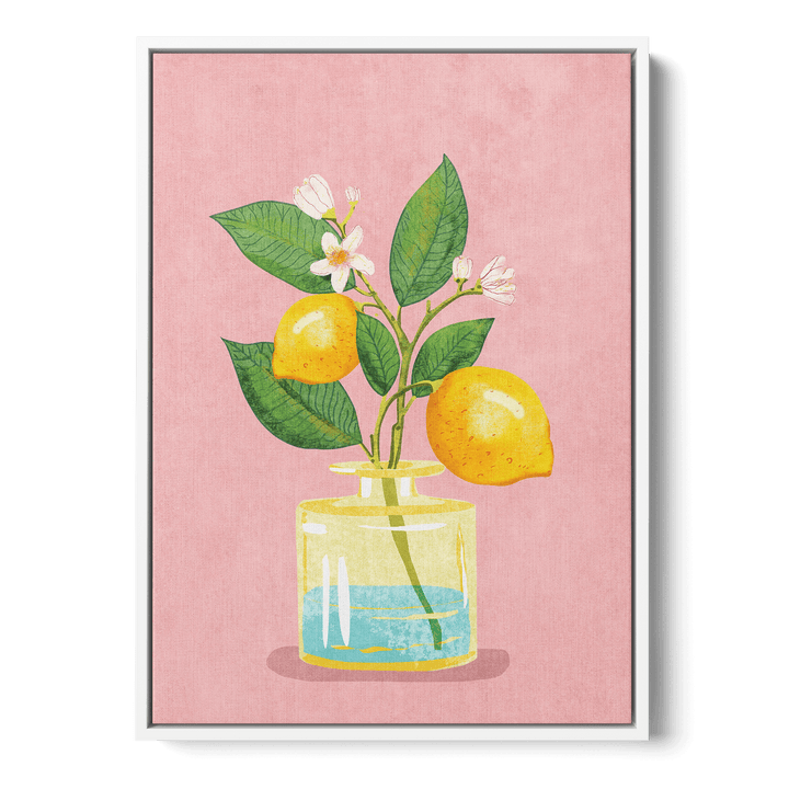 Lemon Bunch In Vase Canvas
