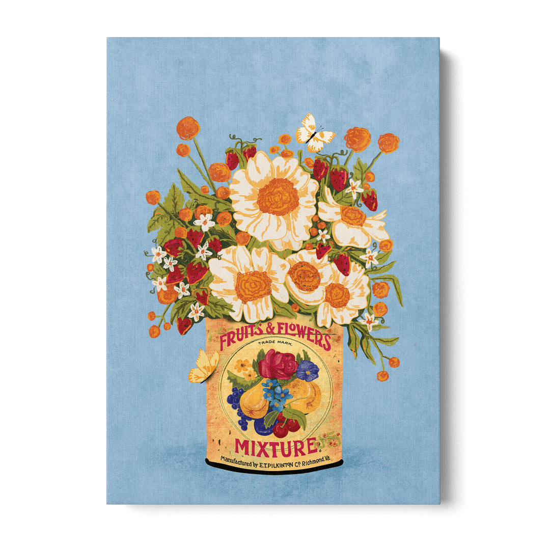 Flowers Vintage Tea Can Canvas