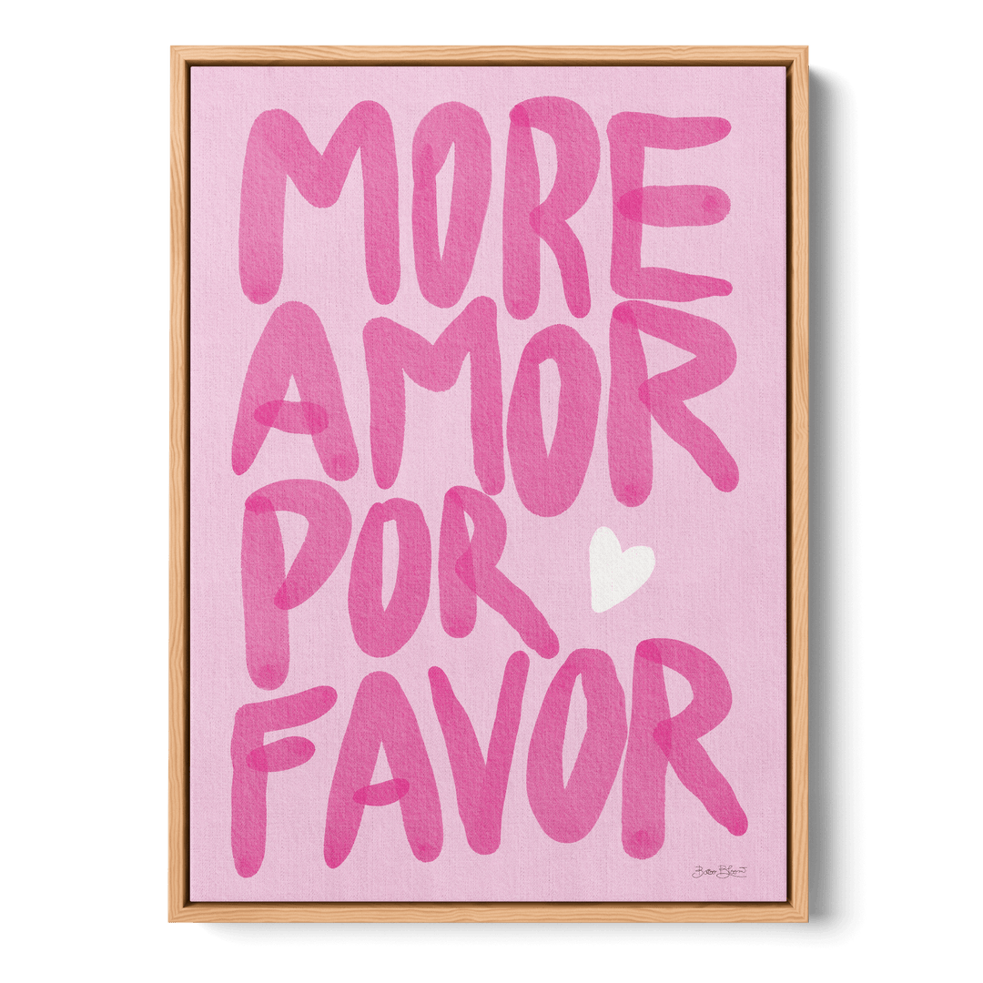 More Amor Por Favor Pink Canvas