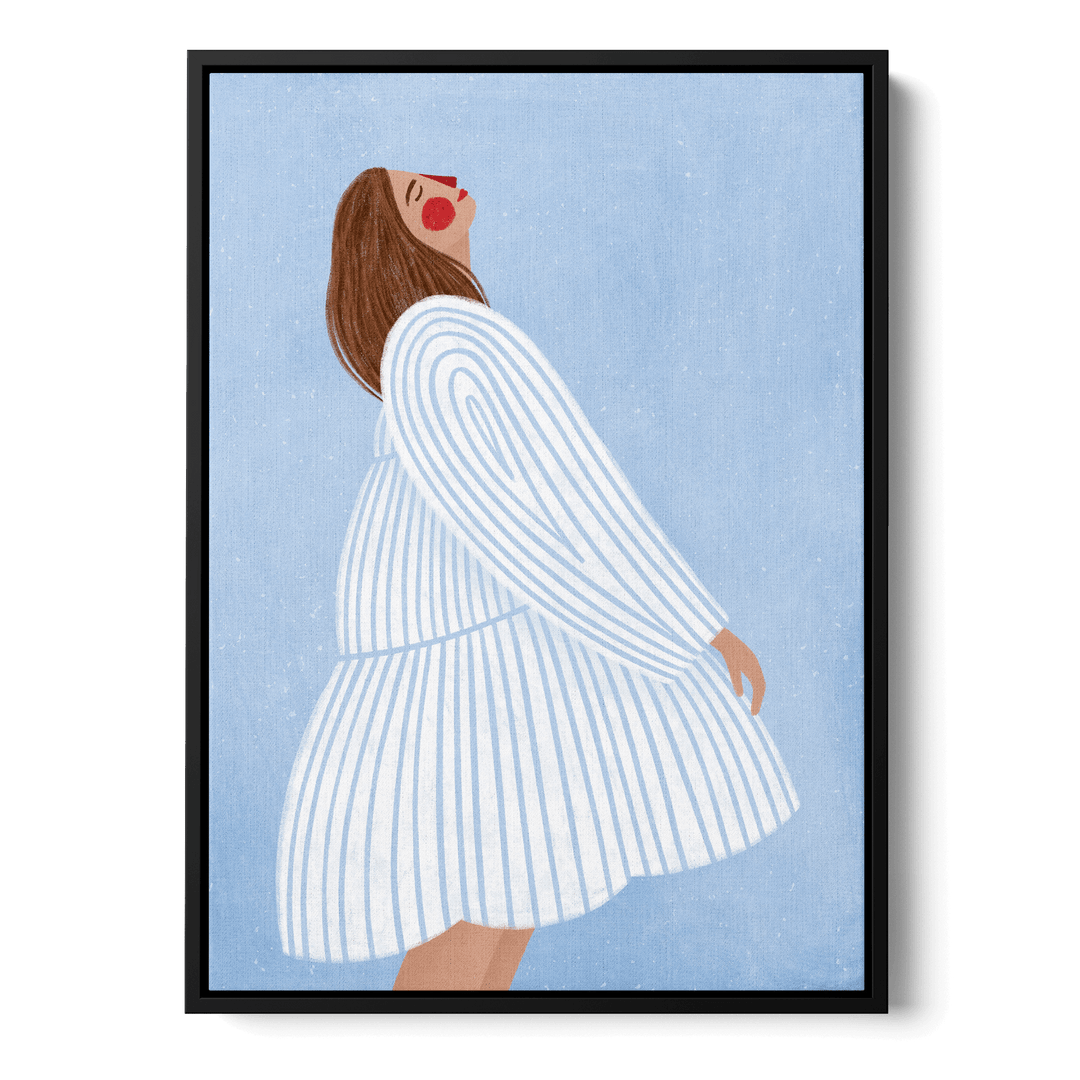 Woman With Blue Stripes Canvas