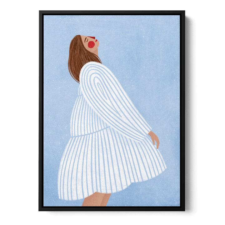Woman With Blue Stripes Canvas