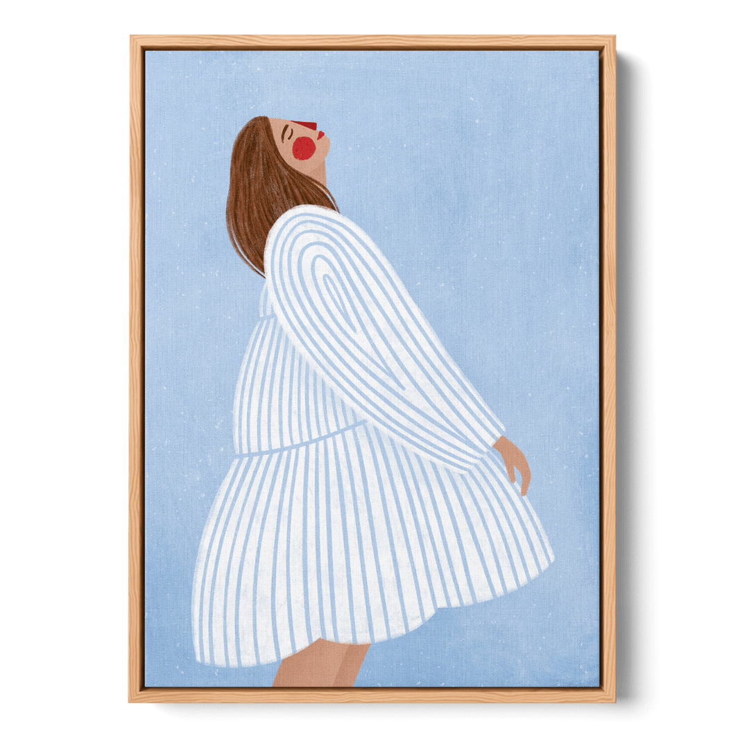 Woman With Blue Stripes Canvas