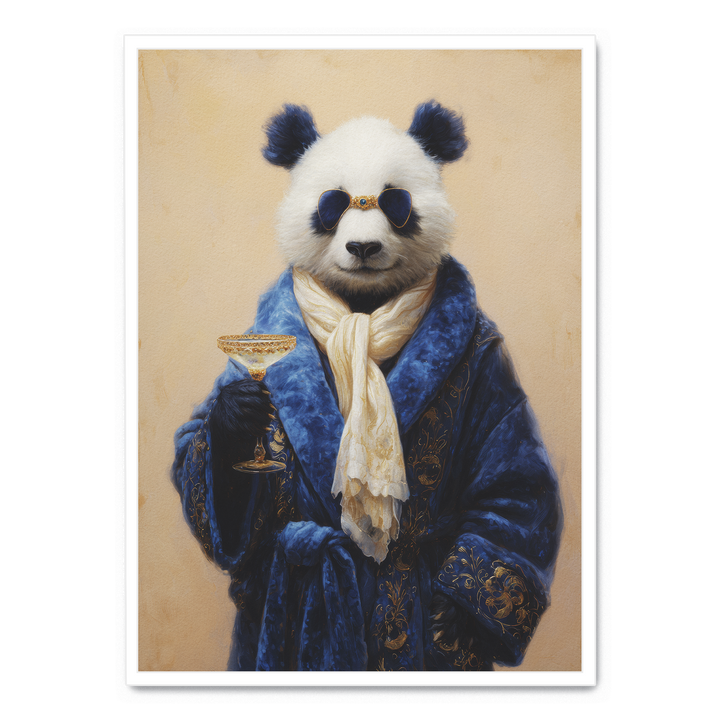 Panda In Blue Velvet Robe