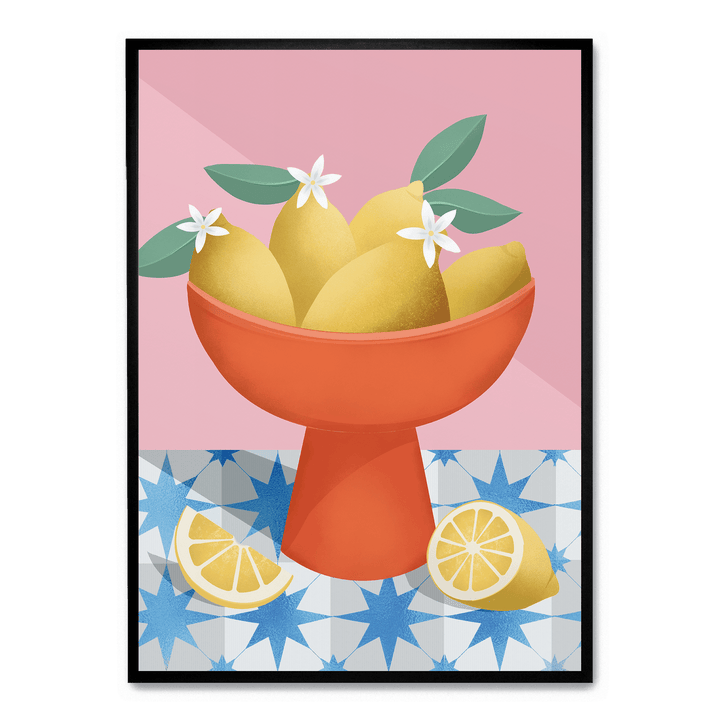 Lemons In A Red Pedestal Bowl
