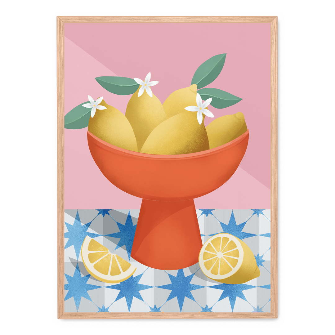 Lemons In A Red Pedestal Bowl