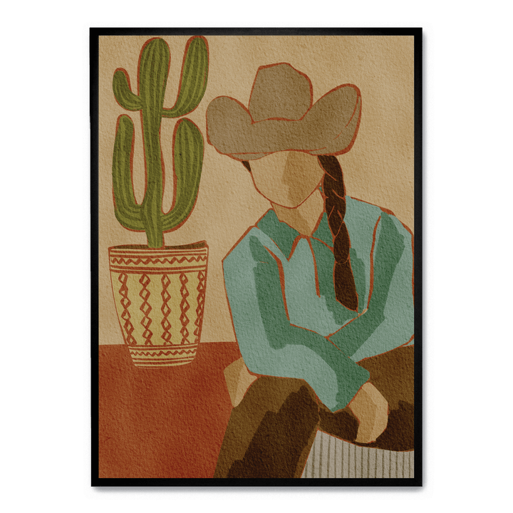 Desert Cowgirl And Cactus