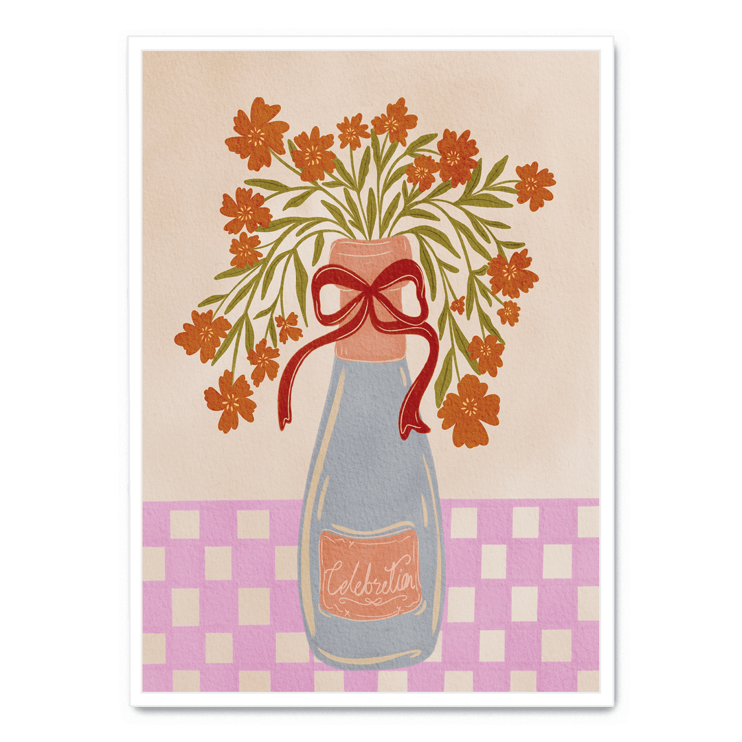Festive Floral Champagne Bottle