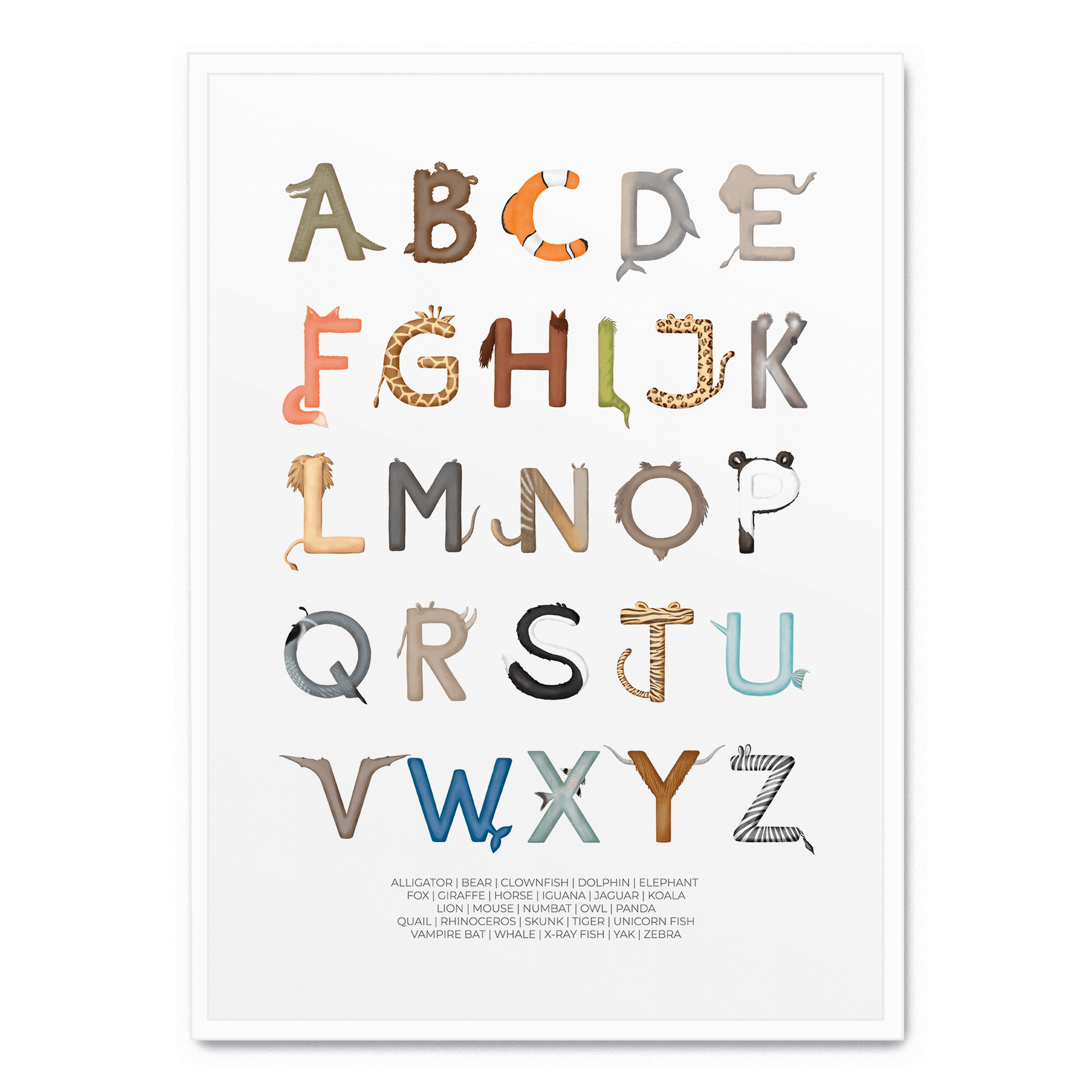 Animal Letters ABC poster Postera.art