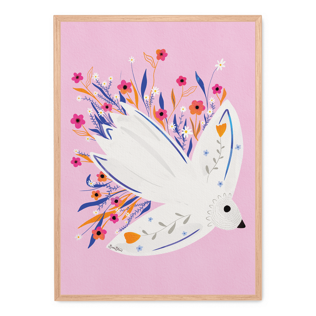 Bird In Flowers Pink