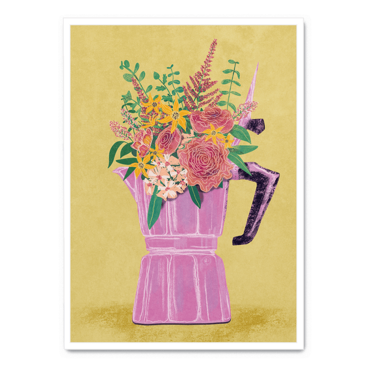 Espresso Maker With Flowers