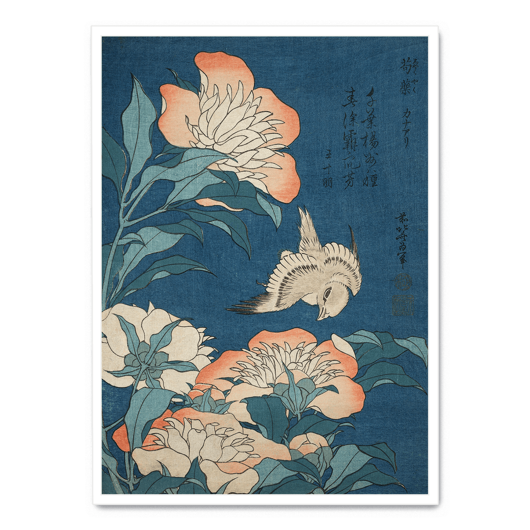 Hokusai - Peonies And Canary