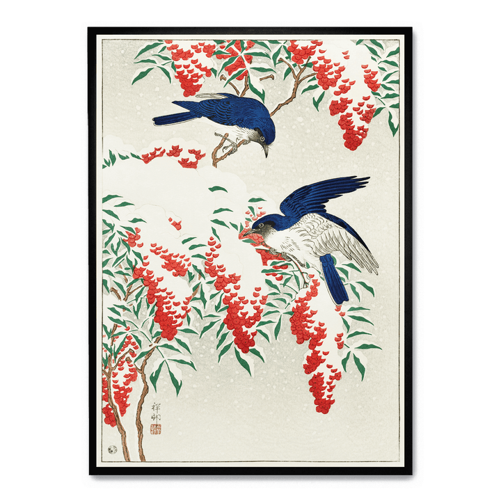 Ohara Koson - Flycatchers In Snow