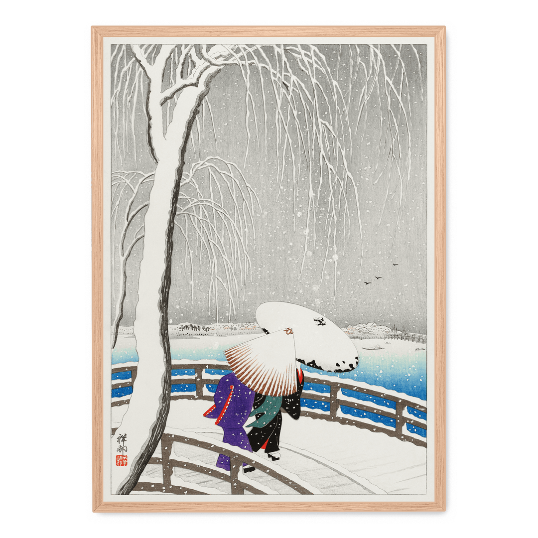 Ohara Koson - Snow On Willow Bridge