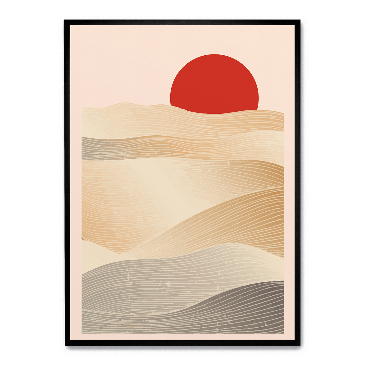 Red Sun Japandi poster | Postera.art