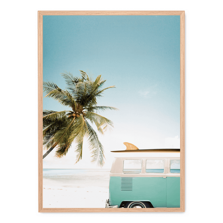 Van And Palm Tree On The Beach