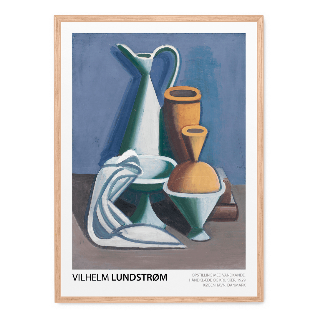 Opstilling Med Vandkande Håndklæde Og Krukker